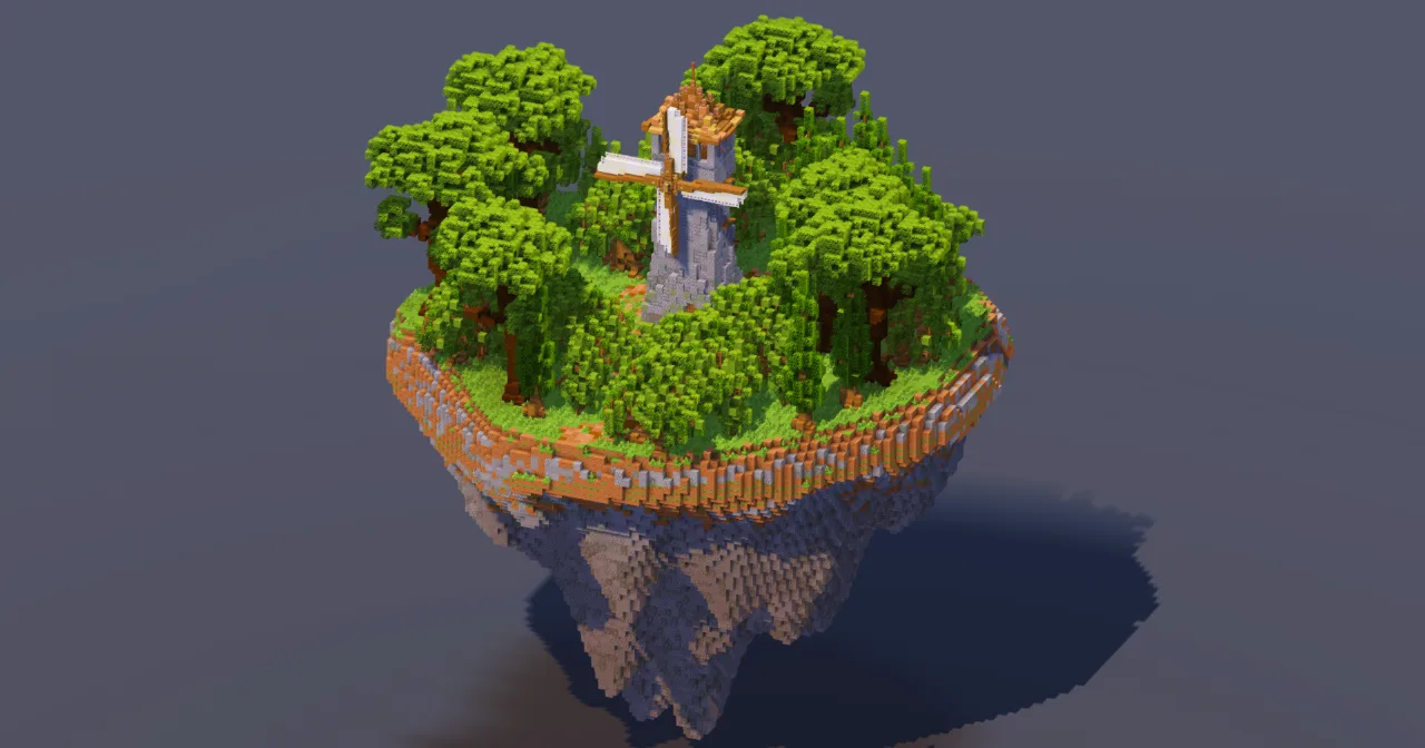 Floating Island Medieval Windmill — Minecraft Build by MellowHat
