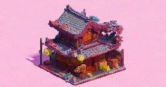 Japanese Night House Isometric — Minecraft Build by EasternRealms (1)