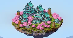 Japanese Floating Island Dark Copper Castles — Minecraft Build by LeonisBuilds (3)