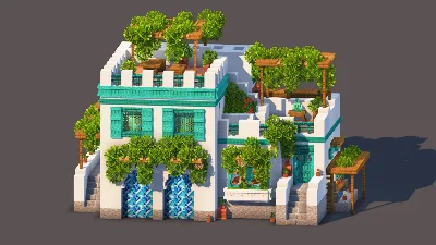 Mediterranean Coastal Villa | Greek Island House — Minecraft Build by RaekonBuilds