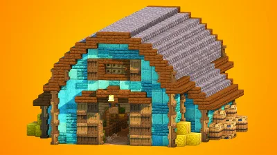 Rustic Cyan Copper Barn | Fully Furnished Interior — Minecraft Build by RaekonBuilds