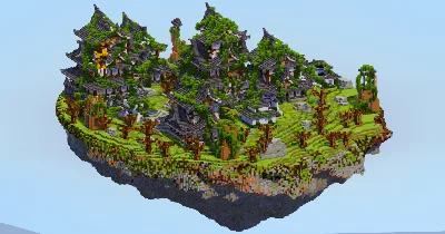 Ruined Overgrown Japanese Floating Island — Minecraft Build by LeonisBuilds