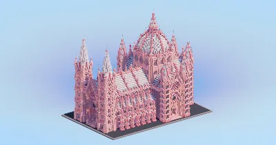 White and Cherry Gothic Cathedral v2 — Minecraft Build by LeonisBuilds