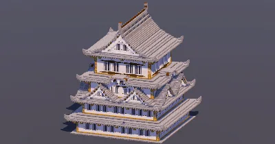 Large Japanese Castle Gray — Minecraft Build by MellowHat