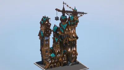 Cyan Steampunk Mansion — Minecraft Build by LeonisBuilds