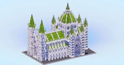 White/Green Gothic Cathedral v2 — Minecraft Build by LeonisBuilds