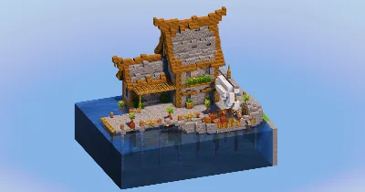 Stone House On A Dock — Minecraft Build by LeonisBuilds