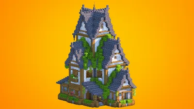 Overgrown Medieval Tower House | Fully Furnished Interior — Minecraft Build by RaekonBuilds
