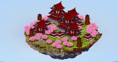 Japanese Floating Island Dark Red — Minecraft Build by LeonisBuilds