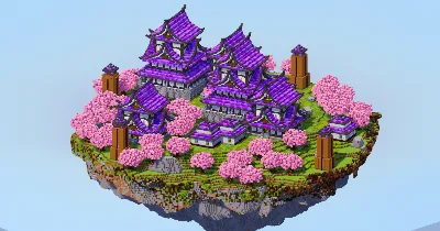White Amethyst Japanese Floating Island — Minecraft Build by LeonisBuilds