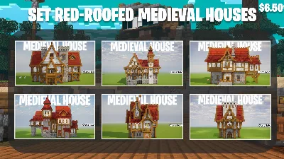 Set Red-roofed Medieval Houses — Minecraft Build by claraneto