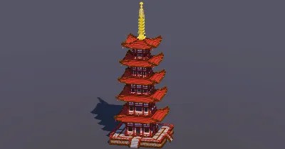 Red Japanese Pagoda — Minecraft Build by MellowHat