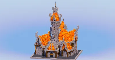 Fire Medieval Fantasy Castle — Minecraft Build by LeonisBuilds