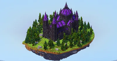 Dark Amethyst Gothic Cathedral v2 on Floating Island — Minecraft Build by LeonisBuilds