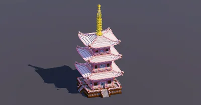 Medium White Cherry Japanese Pagoda — Minecraft Build by MellowHat