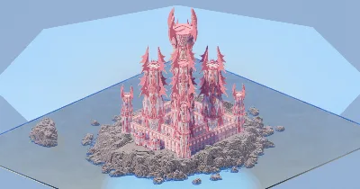 White and Cherry Fantasy Castle 400x400 Blocks Fully Built Map download (Diamond Tier+ Patreon Exclusive) — Minecraft Build by LeonisBuilds