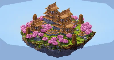 Japanese Floating Island with Jungle wood Castles — Minecraft Build by LeonisBuilds