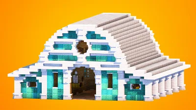 Grand White & Cyan Copper Barn | Fully Furnished Interior — Minecraft Build by RaekonBuilds