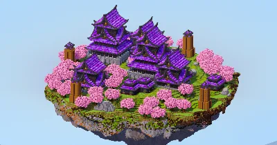 Dark Amethyst Japanese Floating Island — Minecraft Build by LeonisBuilds