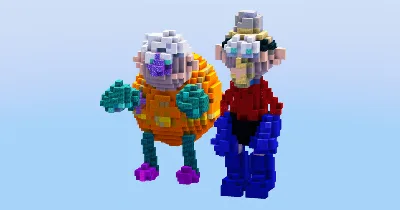 Mermaid Man and Barnacle Boy from Spongebob — Minecraft Build by LeonisBuilds