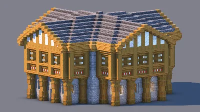 Medieval Trading Hall - Fully Decorated Interior | Download — Minecraft Build by RaekonBuilds