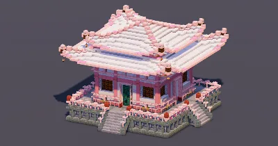 Small White Cherry Japanese Pagoda — Minecraft Build by MellowHat