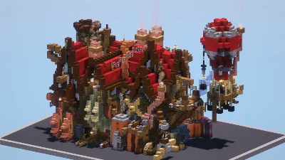 Steampunk Medieval Red House — Minecraft Build by LeonisBuilds