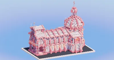 White and Cherry Medieval Church — Minecraft Build by LeonisBuilds
