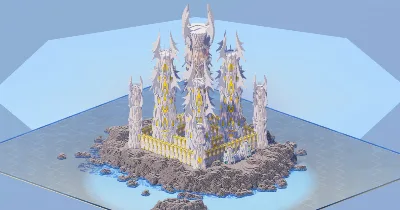 White and Gold Fantasy Castle 400x400 Blocks Fully Built Map, with Interiors — Minecraft Build by LeonisBuilds