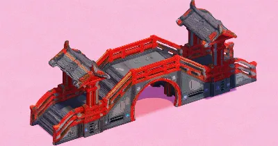 Red Asian Bridge Scifi — Minecraft Build by EasternRealms