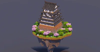Floating Island Japanese Castle — Minecraft Build by MellowHat