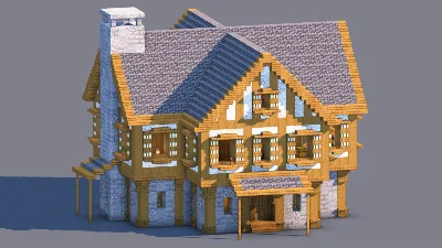 Medieval Manor with Side Chimney | Fully Furnished Interior — Minecraft Build by RaekonBuilds