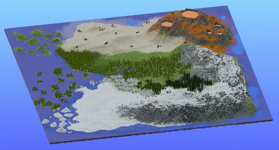 Survival Multibiome Continent Custom Map 2000x2000 Blocks Badlands Volcano, Desert, Mangrove Swamp, Taiga, Snowy Taiga, Jagged Peaks, Frozen Peaks, Jungle — Minecraft Build by LeonisBuilds