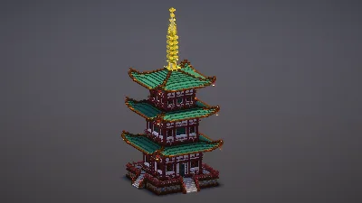Medium Green Japanese Pagoda — Minecraft Build by MellowHat