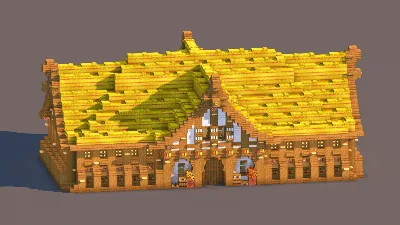 Autumn Medieval Villager Trading Hall | Fully Furnished Interior — Minecraft Build by RaekonBuilds