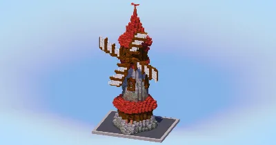 Mangrove Red Medieval Windmill — Minecraft Build by LeonisBuilds