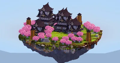 Japanese Floating Island with Black and White Castles — Minecraft Build by LeonisBuilds