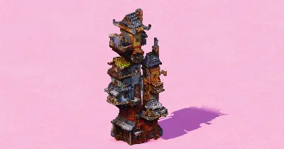 Stacked Crooked Tower Houses — Minecraft Build by EasternRealms