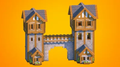 Medieval Gatehouse & Bridge Towers | Fully Furnished Interior — Minecraft Build by RaekonBuilds