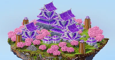 White Amethyst Japanese Floating Island — Minecraft Build by LeonisBuilds