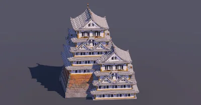 Huge Japanese Castle Gray — Minecraft Build by MellowHat